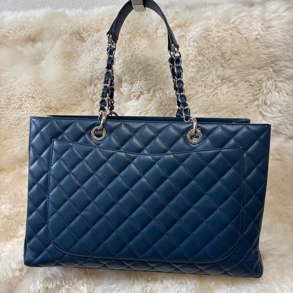 Chanel Blue Grand Shopping Quilted Leather Tote Bag - Picture 2 of 13